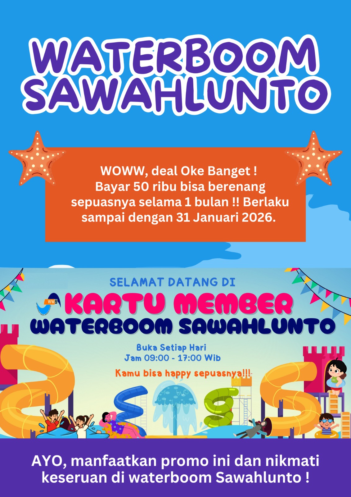 Dorong Kunjungan Wisata, Waterboom  Sawahlunto Luncurkan Promo Kartu Member