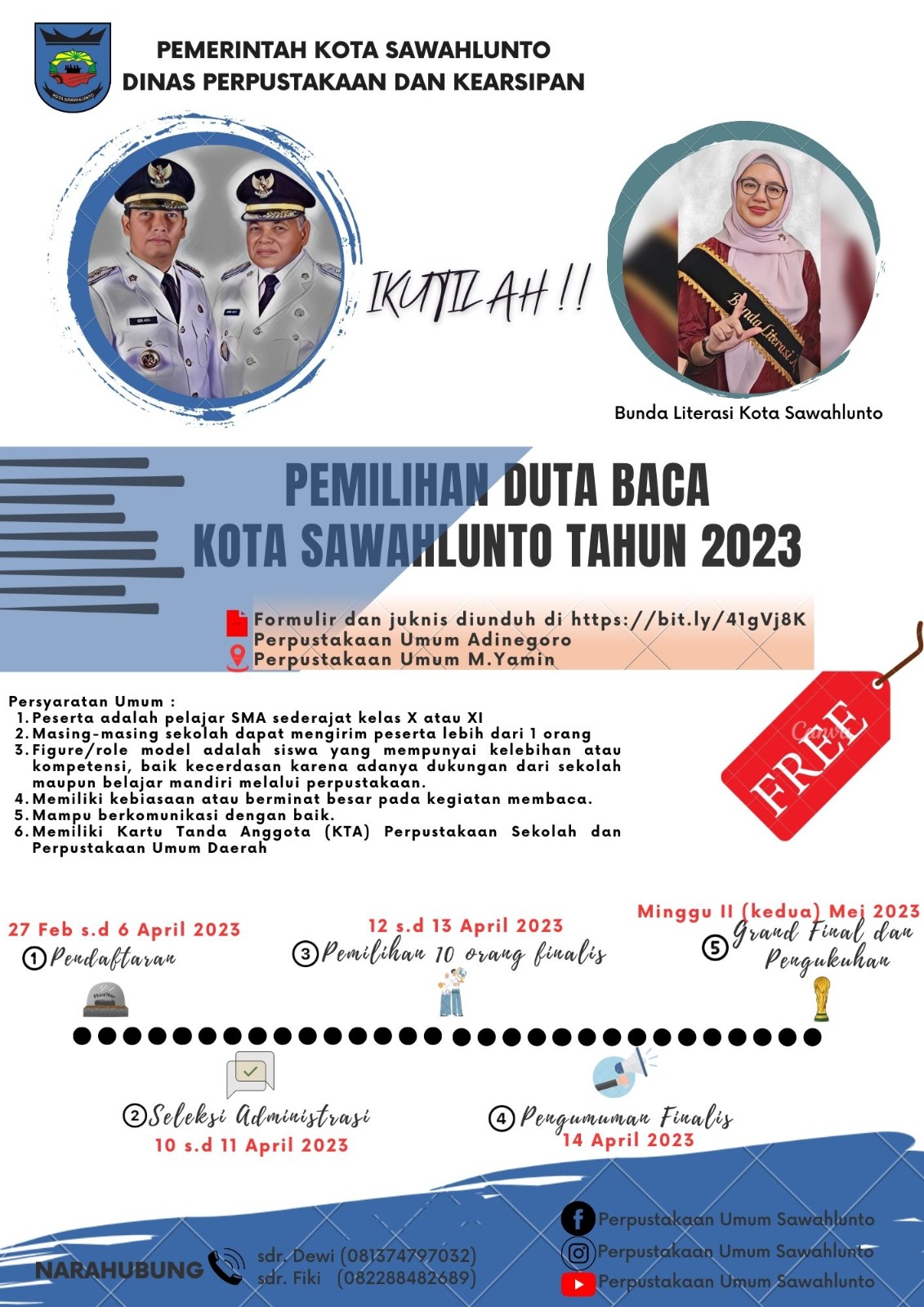 Pemilihan Duta Baca Kota Sawahlunto Tahun 2023