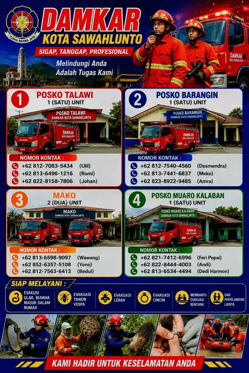 Damkar Sawahlunto Imbau Warga Segera Hubungi Petugas Saat Hadapi Kondisi Darurat