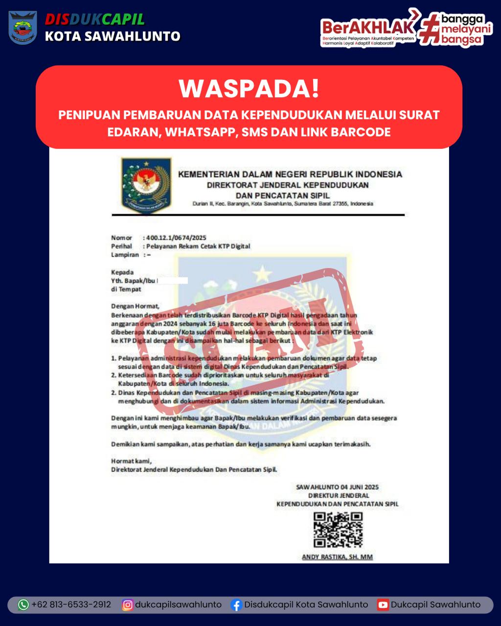 Waspadai Penipuan Berkedok Aktivasi Identitas Kependudukan Digital (IKD)