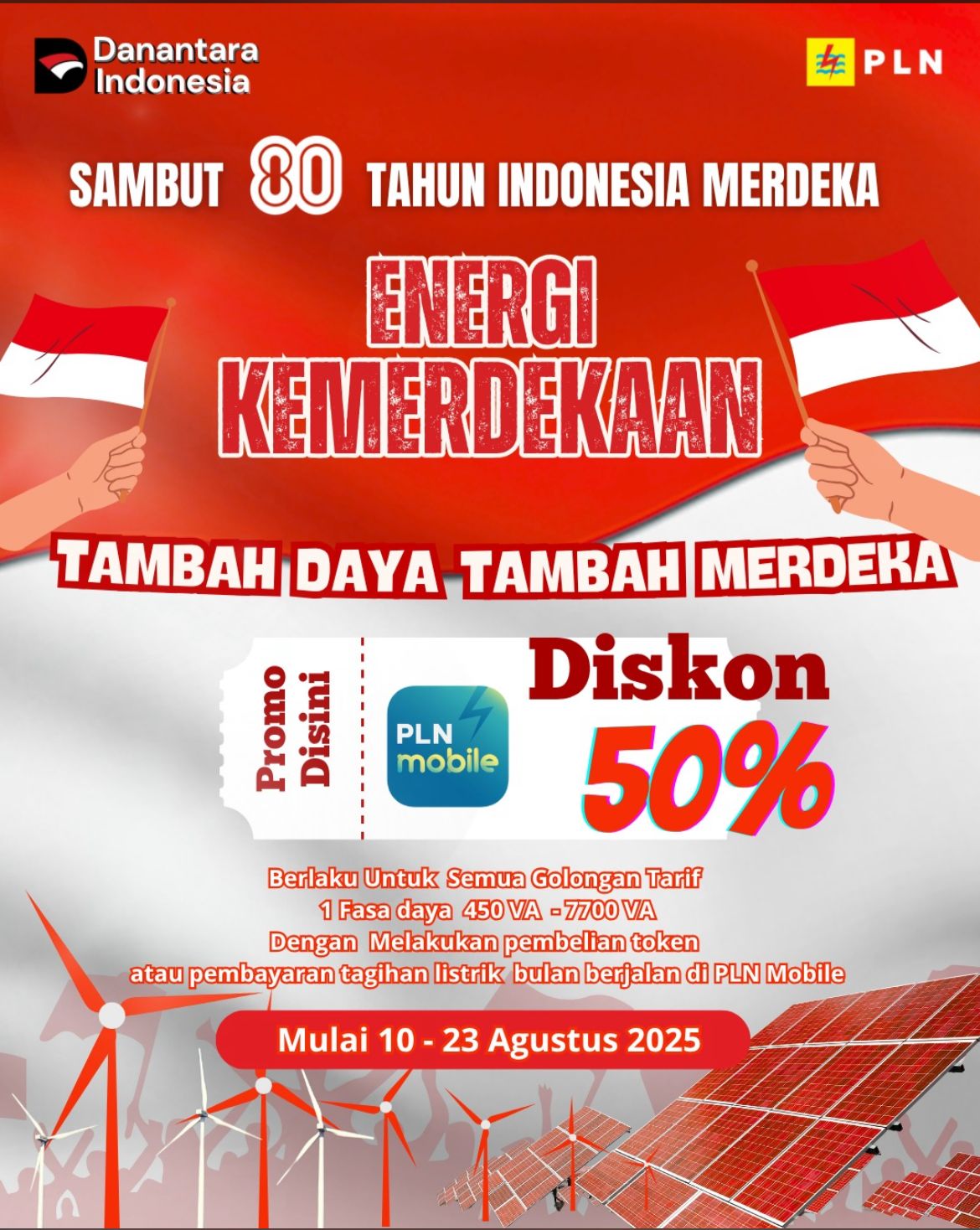 PLN Berikan Diskon 50%  Tambah Daya Listrik 80 Tahun Indonesia Merdeka