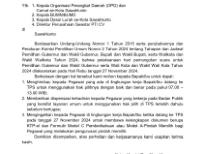 Himbauan kepada OPD, BUMN,BUMD untuk menggunakan hak pilih