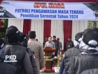 Apel siaga patroli pengawasan masa tenang Pilkada serentak Tahun 2024 bersama Badan Pengawas Pemilu (Bawaslu)