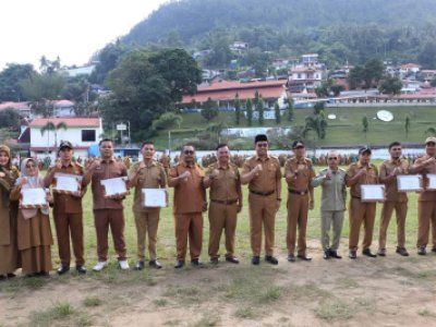 Apel Gabungan Pemerintah Desa  se Kota Sawahlunto digelar di Lapangan Ombilin  Kota Sawahlunto