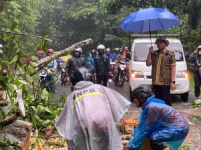 Pj Walikota Sawahlunto Zefnihan tinjau langsung longsor di jalan Sawahlunto -Muara Kalaban