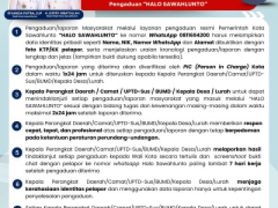 Layanan Pengaduan Masyarakat "HALO SAWAHLUNTO"